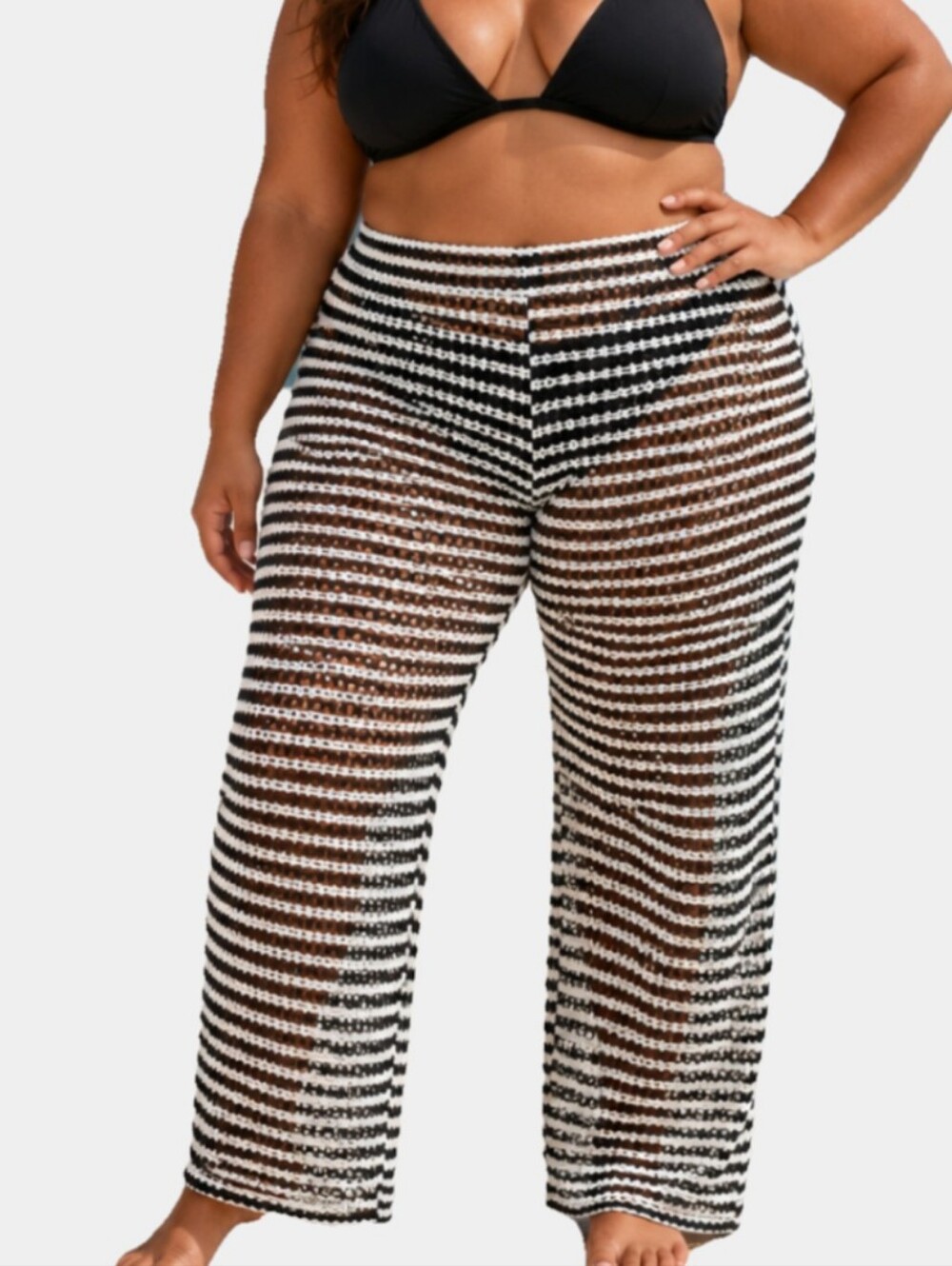 Time And Tru Mesh Striped Wide Leg Cover Up Pants Size 2X